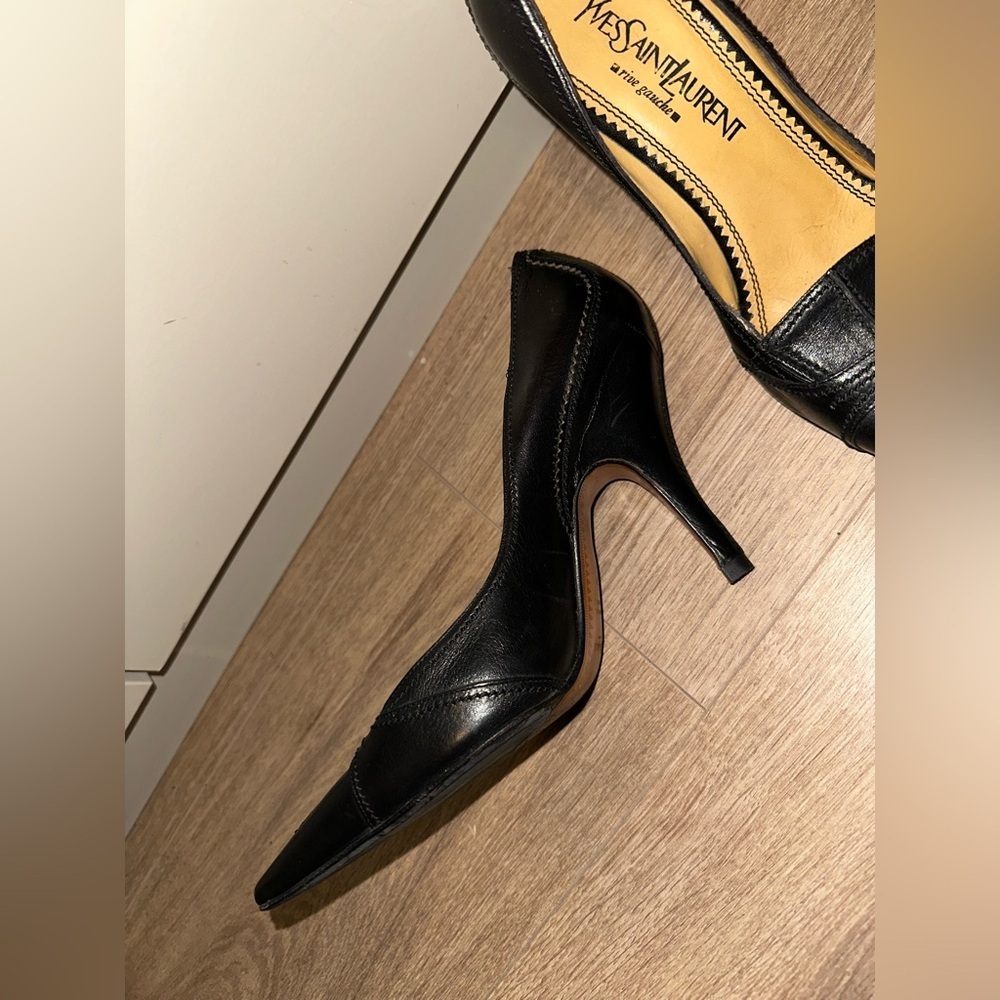 RARE Yves Saint Laurent Vintage Black Leather Pumps size 38 - Picture 6 of 13